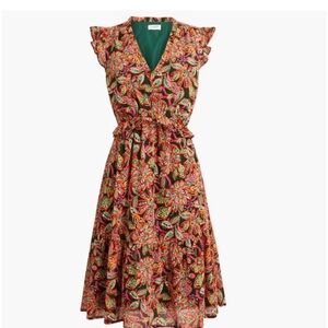 J Crew Ruffle V-Neck Dress Size 10